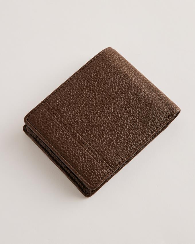 Portefeuille Ted Baker Debossed Textured Leather Marron Chocolat Homme | OVT-14292002